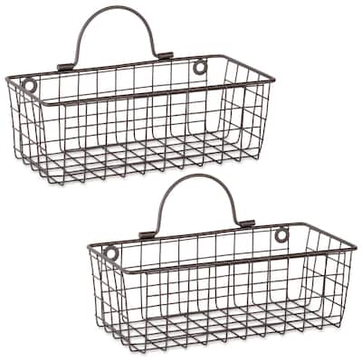 Set of 2 Bronze Multi-purpose Wall Mount Basket and Holder 11.80"