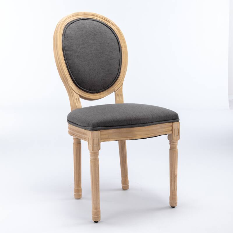 Dark Gray French Dining Chair Fabric Dining Table Chair Set of 2