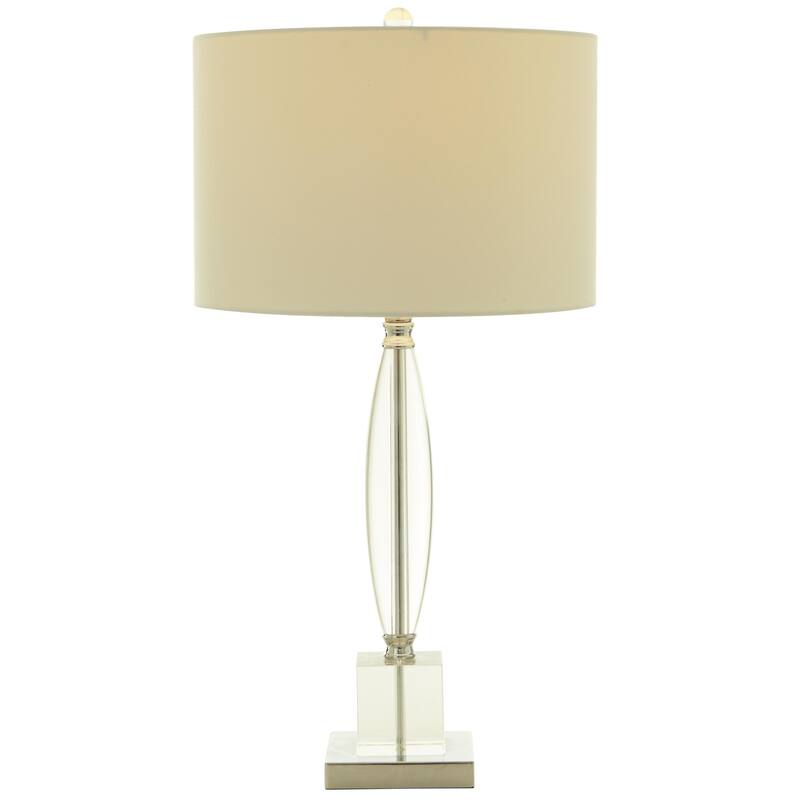 Crystal Transparent Base Room Table Lamp with Drum Shade - Clear - CosmoLiving by Cosmopolitan - Clear