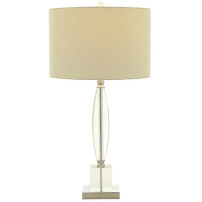 Crystal Transparent Base Room Table Lamp with Drum Shade - Clear - CosmoLiving by Cosmopolitan