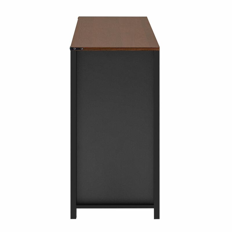 59.3'' Sideboard with Sliding Barn Door and Mesh Panels, Farmhouse Buffet with Open Storage