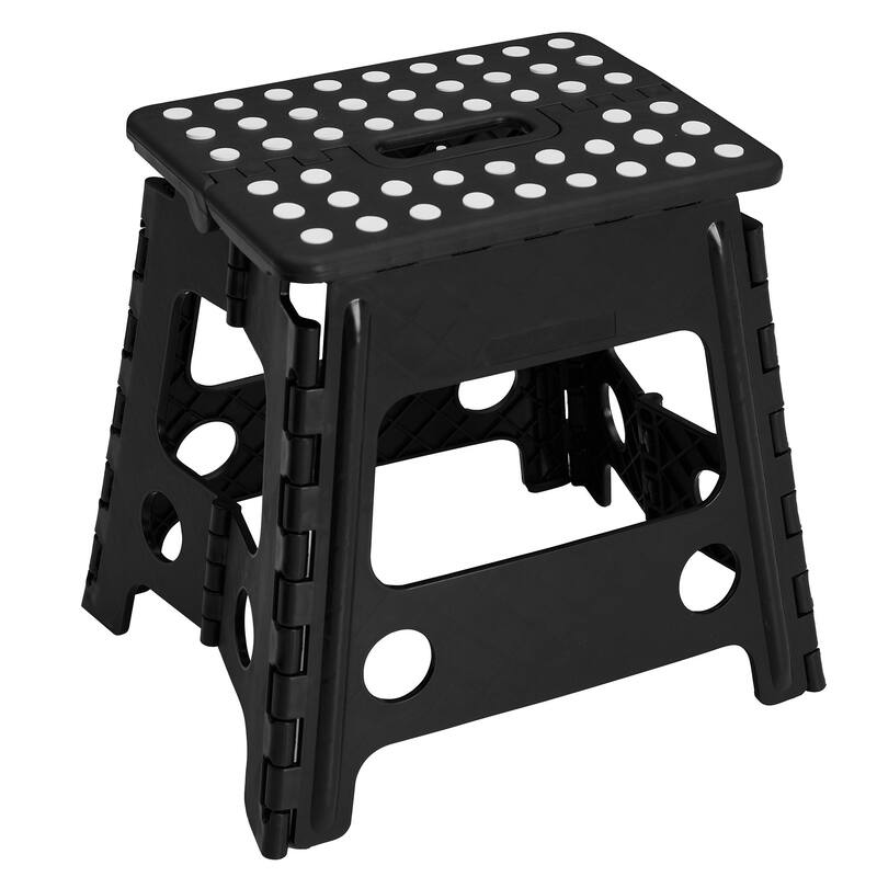 Javlergo 11/13 inch Folding Step Stool, Heavy Duty Plastic Foldable Step Stool for Kids and Adults - Black - 13"