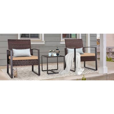 3 Piece Outdoor PE Wicker Furniture Set