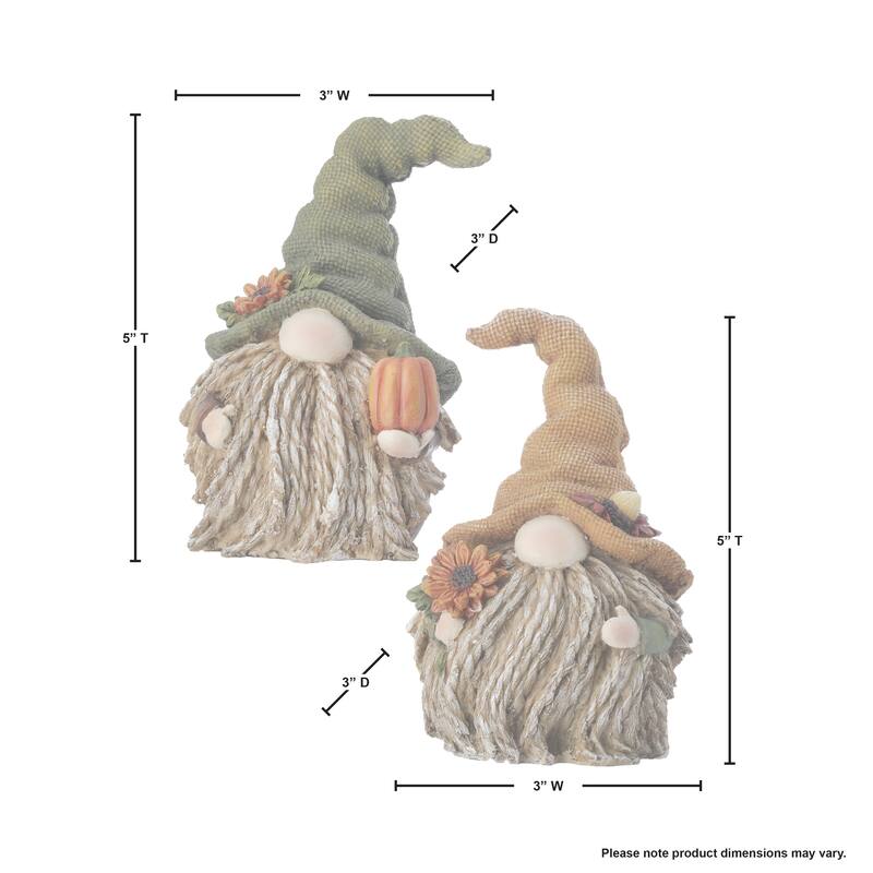 5"Resin Harvest Gnome Set of 2 - 5