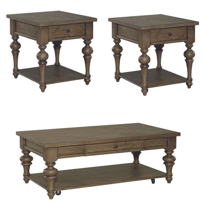 Americana Farmhouse Dusty Taupe 3 Piece Cocktail Table Set