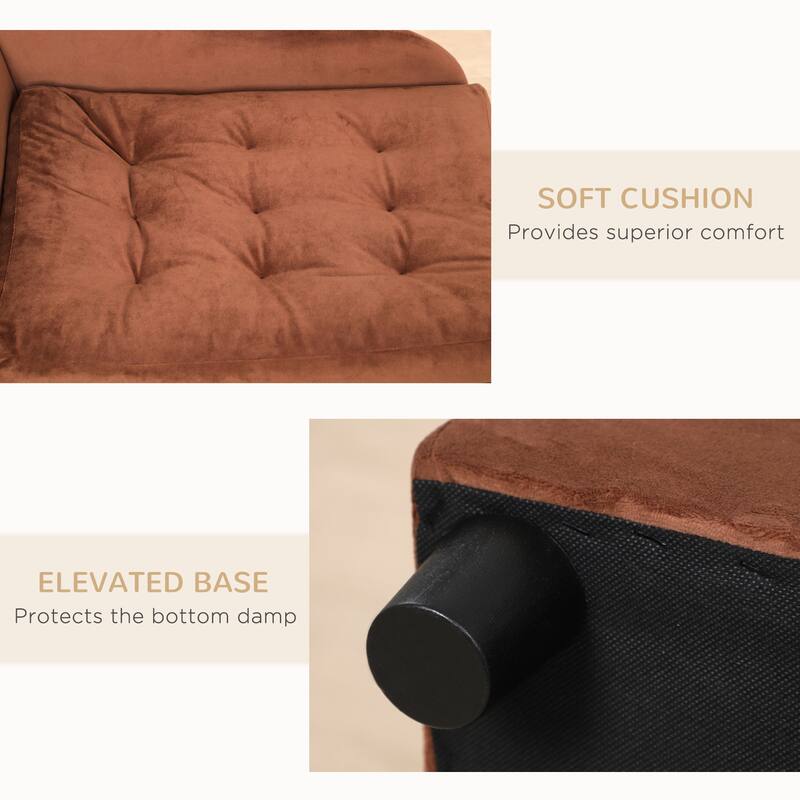Luxury Fancy Dog Bed for Small Dogs with Hidden Storage, Small Dog Couch with Soft 3" Foam, Dog Sofa Bed, Cushy Dog Bed - Brown