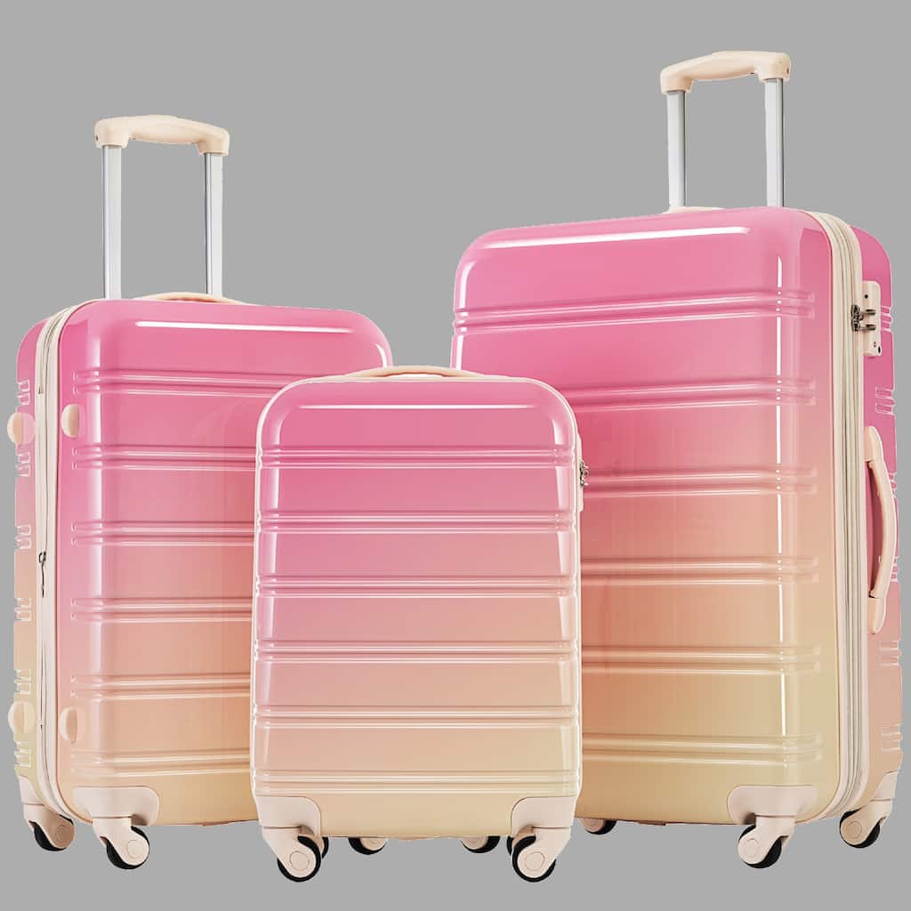 Expandable 3-Piece Luggage Set with TSA Lock, Gradient Color, 360° Spinner Wheels, Hardshell (20", 24", 28")