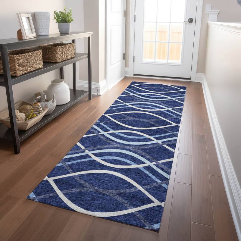 Premium Washable Super Soft Contemporary Dickerson Mayfield Rug - Navy - 2' 3" x 7' 6"