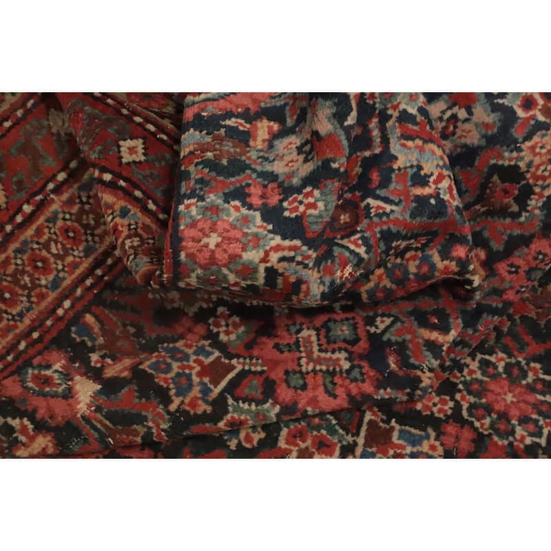 Hand Knotted Oriental 100% Wool Carpet Traditional Floral Navy Blue & Blues Sultanabad Area Rug - 12' 11'' X 6' 0''
