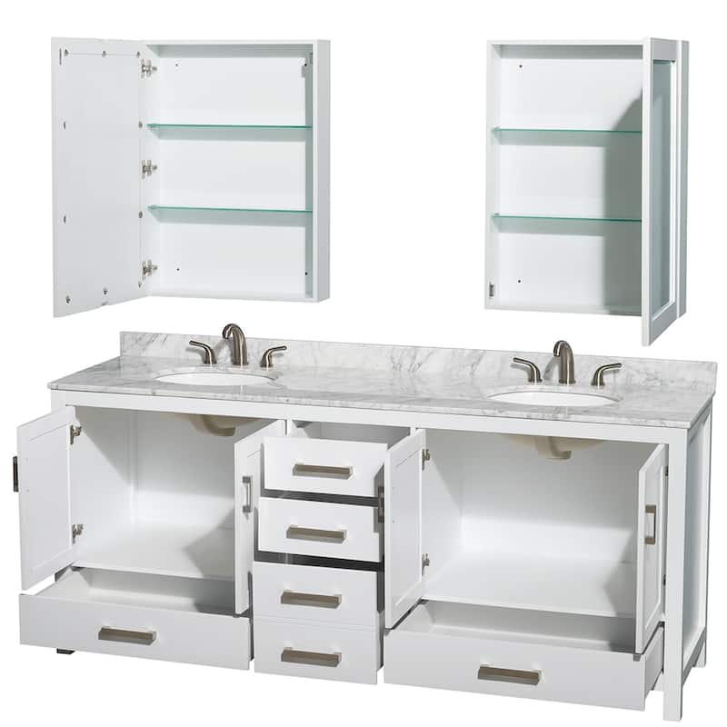 Wyndham Collection Sheffield Double Vanity Set, Medicine Cabinets