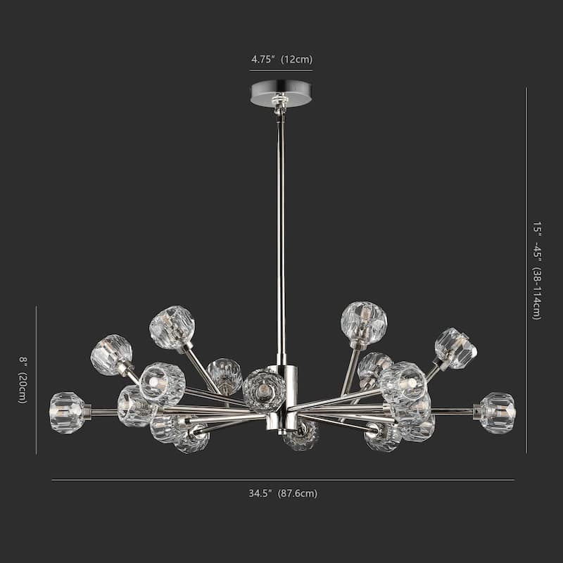 SAFAVIEH Couture Ermina Crystal Sputnik Chandelier. - 35 In W x 21 In D x 21 / 51 In H