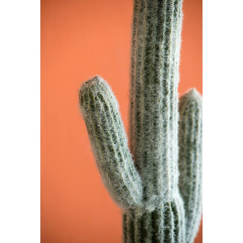 Artificial Saguaro Cactus in Black Pot 24.5 Inch Indoor Outdoor Desert Decor - Green