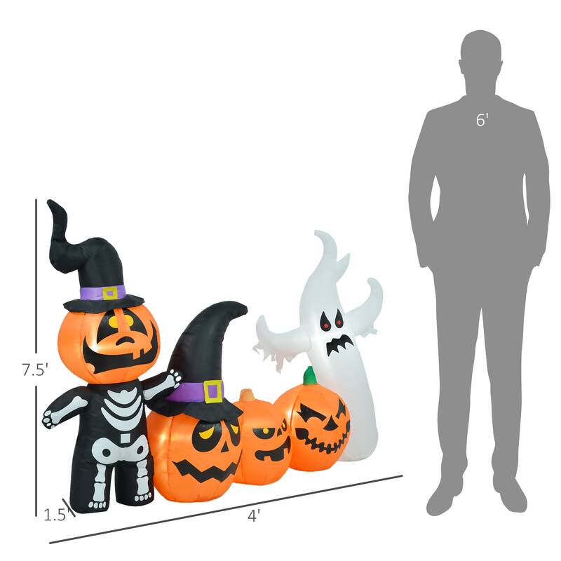7.5ft Halloween Inflatables Pumpkin Ghost Family, Blow Up Halloween Decorations Outdoor LED Yard Display, Waterproof
