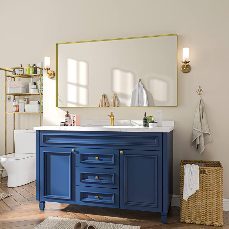 TOOLKISS Right Angle Aluminum Frame Bathroom Vanity Mirror with Clear Glass
