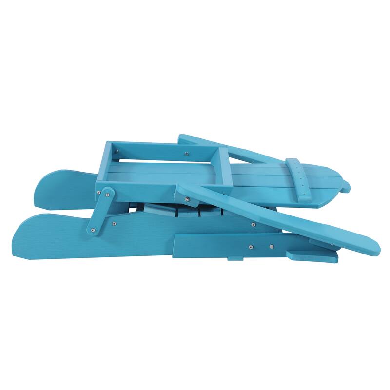 Hurley Folding Poly Plastic Adirondack Chair with Pull-out Ottoman