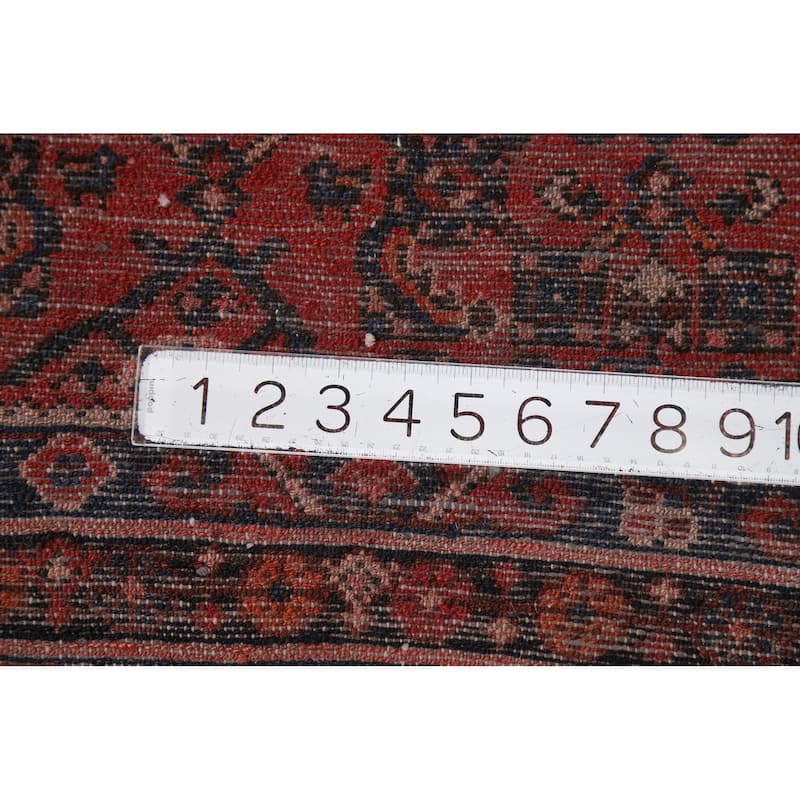 All-Over Geometric Hamedan Persian Runner Rug Handmade Wool Carpet - 2'8" x 9'9"