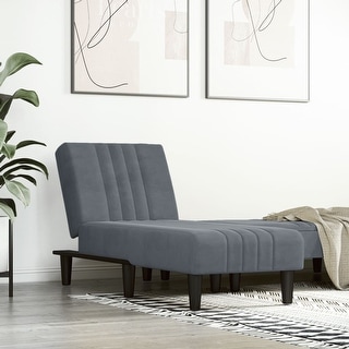 vidaXL Chaise Longue Black Velvet - 21.7" x 55.1" x 27.6"
