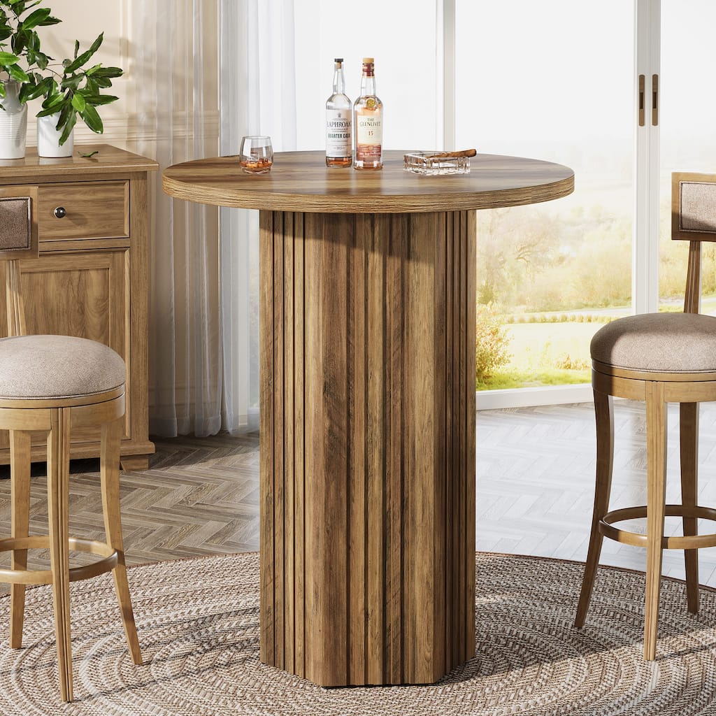 39.6" H Round Bar Table, Farmhouse High Top Bistro Pub Table