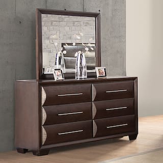 Furniture of America Chase Modern Wood 2-Piece 6-Drawer Dresser and Mirror Set