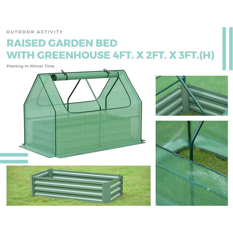 Aoodor Raised Garden Bed Kit with PE Cover, Screen Windows