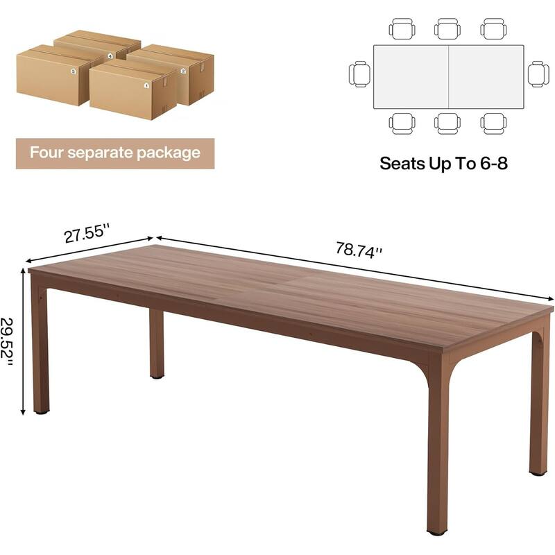 Long Conference Table Set of 4, 13FT Large Rectangle Meeting Seminar Table, 78.74-Inch Business Tables