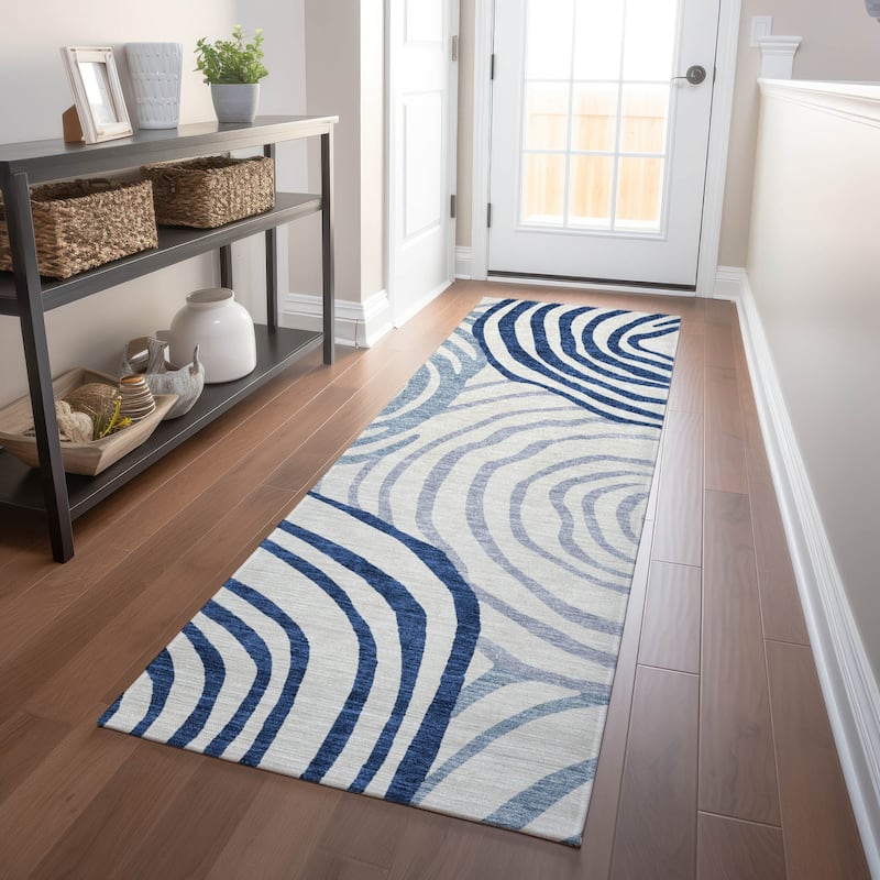 Premium Washable Super Soft Modern Mesmerize Mayfield Rug - Blue - 2' 3" x 7' 6" - Runner