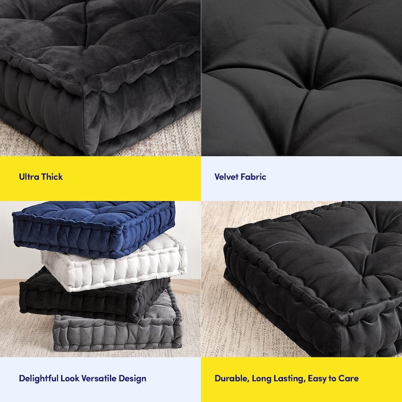 Polyester Tufted Square 20" x 20" Meditation Yoga Floor Pillow