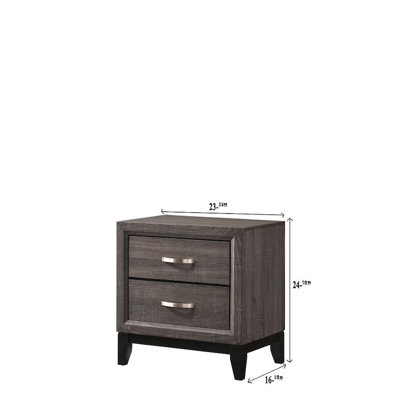 Contemporary 2-Drawer Nightstand End Table Two Storage Drawers Metal Handles Bedroom Living Room Wooden Furniture