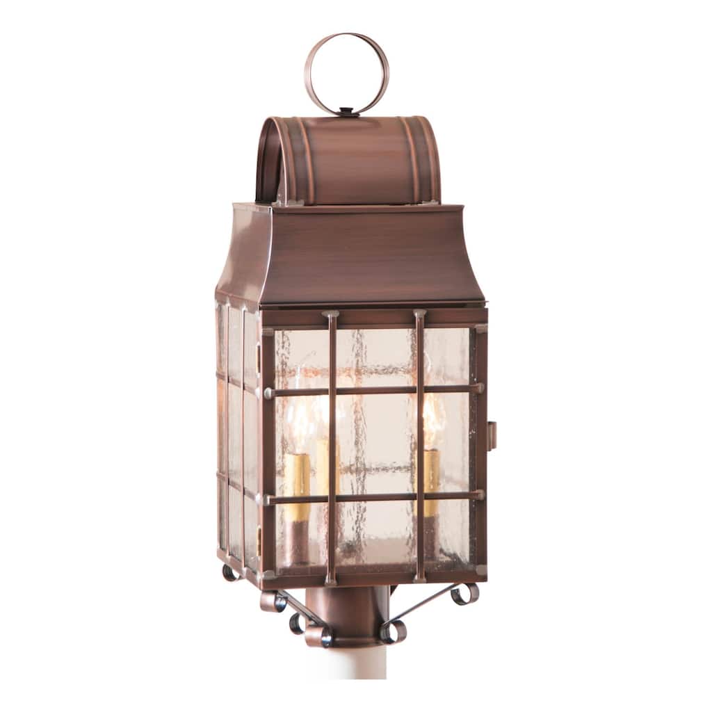 Washington Fence Post Lantern In Antique Copper 23 Inches - 23.5 X 9 X 9 inches