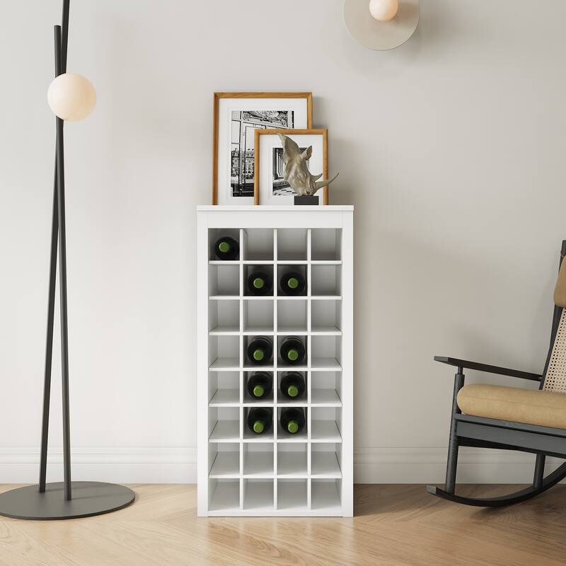 Roomfitters Modular 32-Bottle Wine Cabinet, Modern Buffet and Bar Storage Organizer for Dining or Living Room