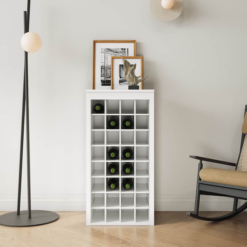 Roomfitters Modular 32-Bottle Wine Cabinet, Modern Buffet and Bar Storage Organizer for Dining or Living Room