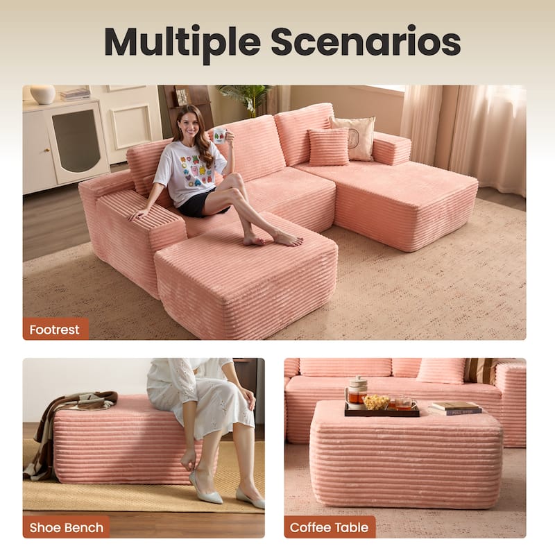 ​​OVIOS Lazy Chaise Lounge Sofa with Ottoman​