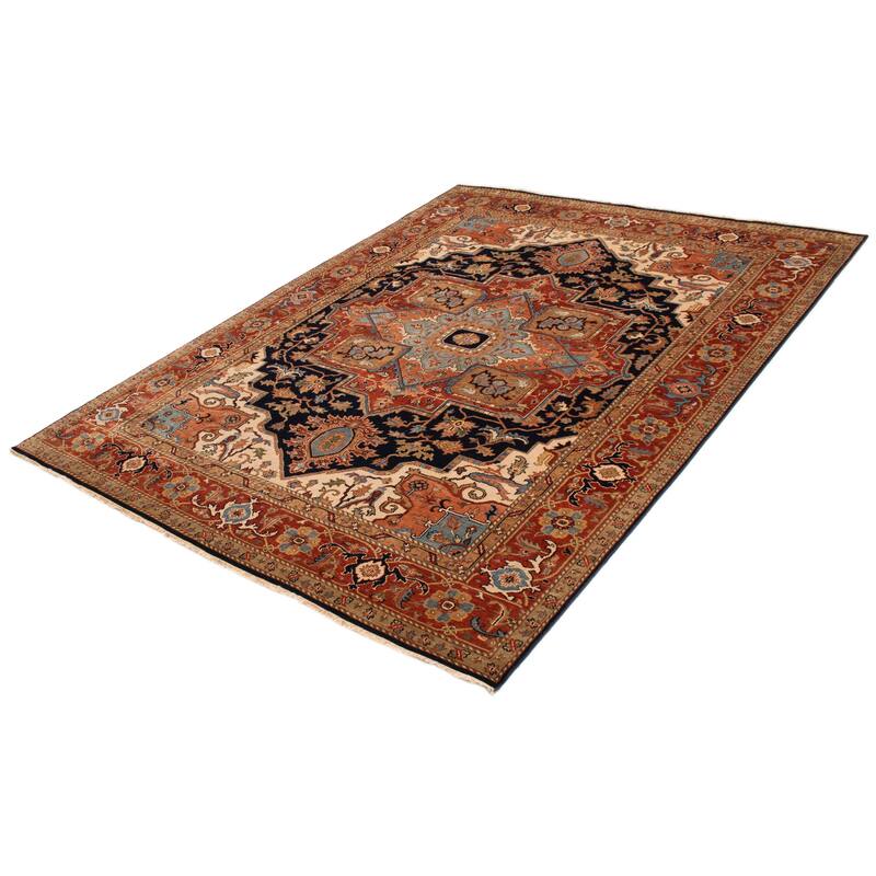 ECARPETGALLERY Hand-knotted Jules Sultane Dark Navy Wool Rug - 8'9 x 11'8