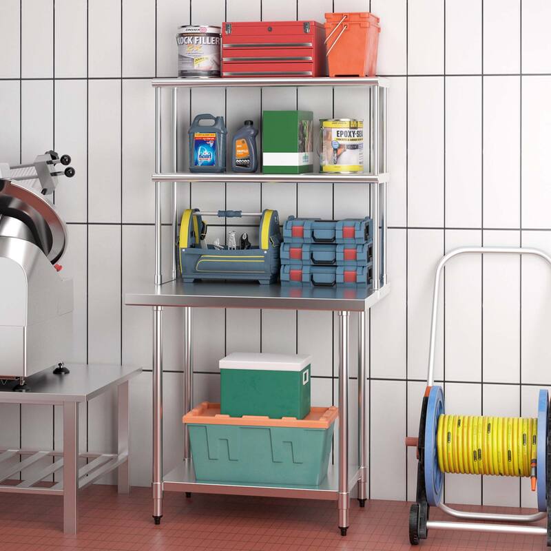 Costway 36'' 2-Tier Overshelf for Prep & Worktable Stainless Steel - See Details
