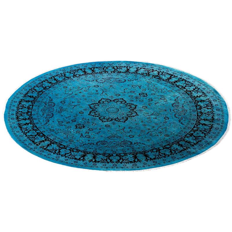 Fine Vibrance, One-of-a-Kind Hand-Knotted Area Rug - Blue, 8' 1" x 8' 2" - 8' 1" x 8' 2"