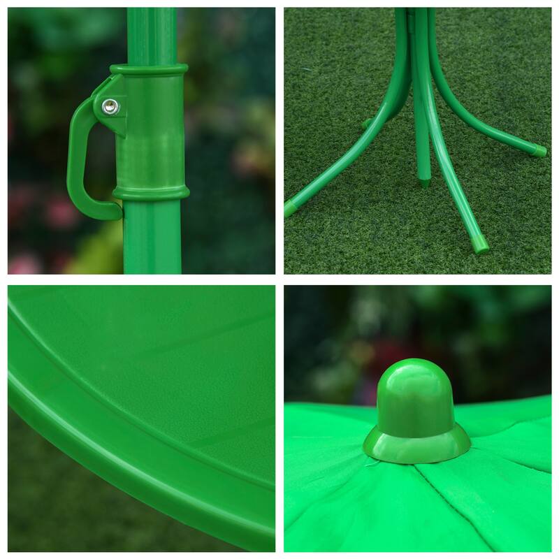 Outsunny Kids Folding Picnic Table and Chair Set Frog Pattern - 19.75" L x 19.75" W x 18" H