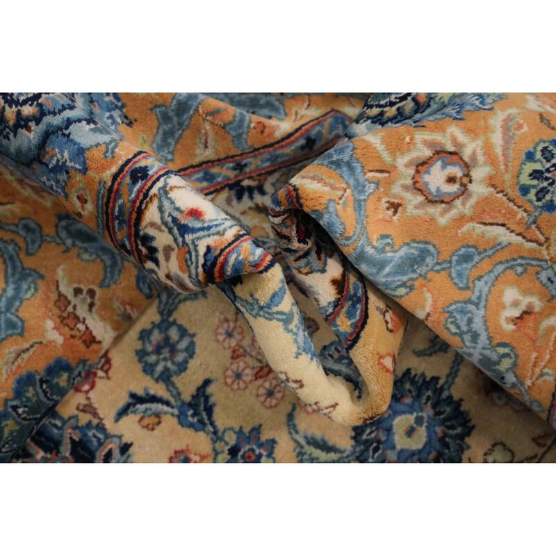 Hand Knotted Oriental 100% Kork Wool Carpet Traditional All-Over Peach Kashan Area Rug - 12' 0'' X 8' 7''