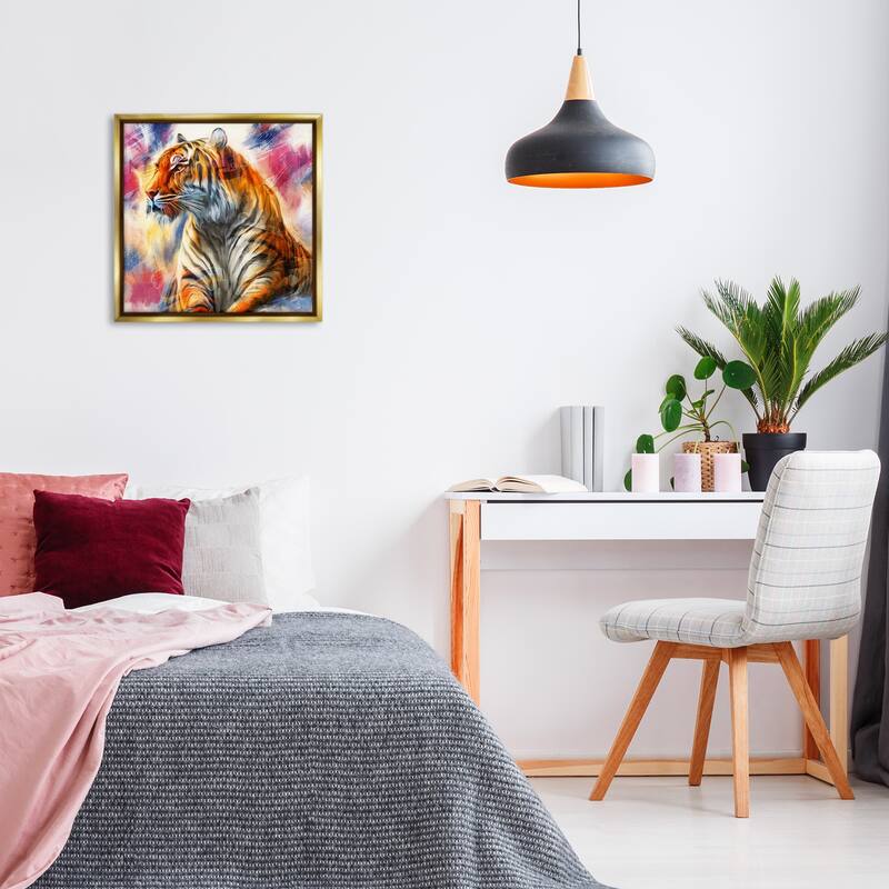 Stupell Fierce & Elegant Tiger Framed Floater Canvas Wall Art Design By Kim Allen