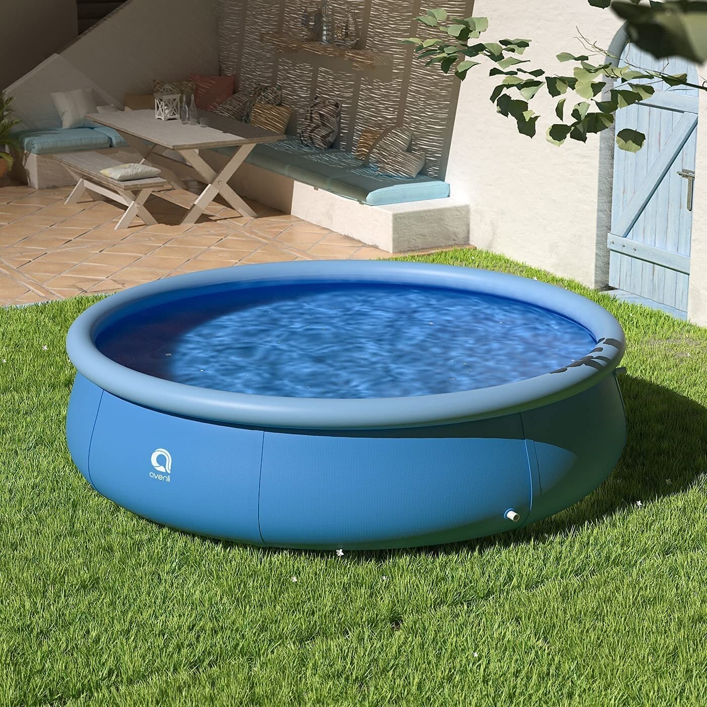 10ft X 30in Inflatable Above Ground Swimming Pool, Blue - Bed Bath \u0026 Beyond  - 37372442, image size:1400x1400