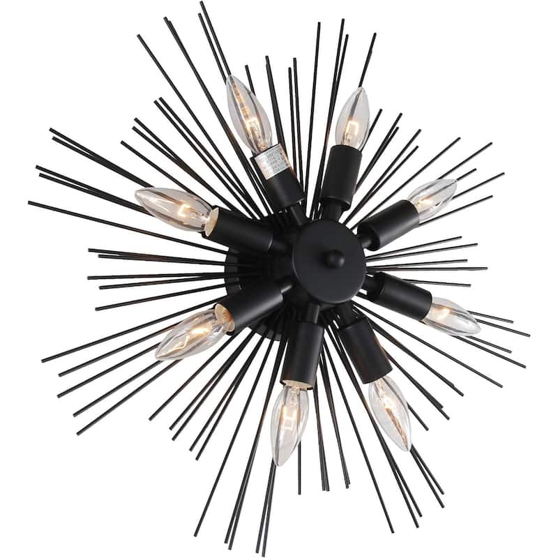 Steel Flush Mounted Star Sconce, Black or Gold Sci-fi Futuristic Wall Light - Black