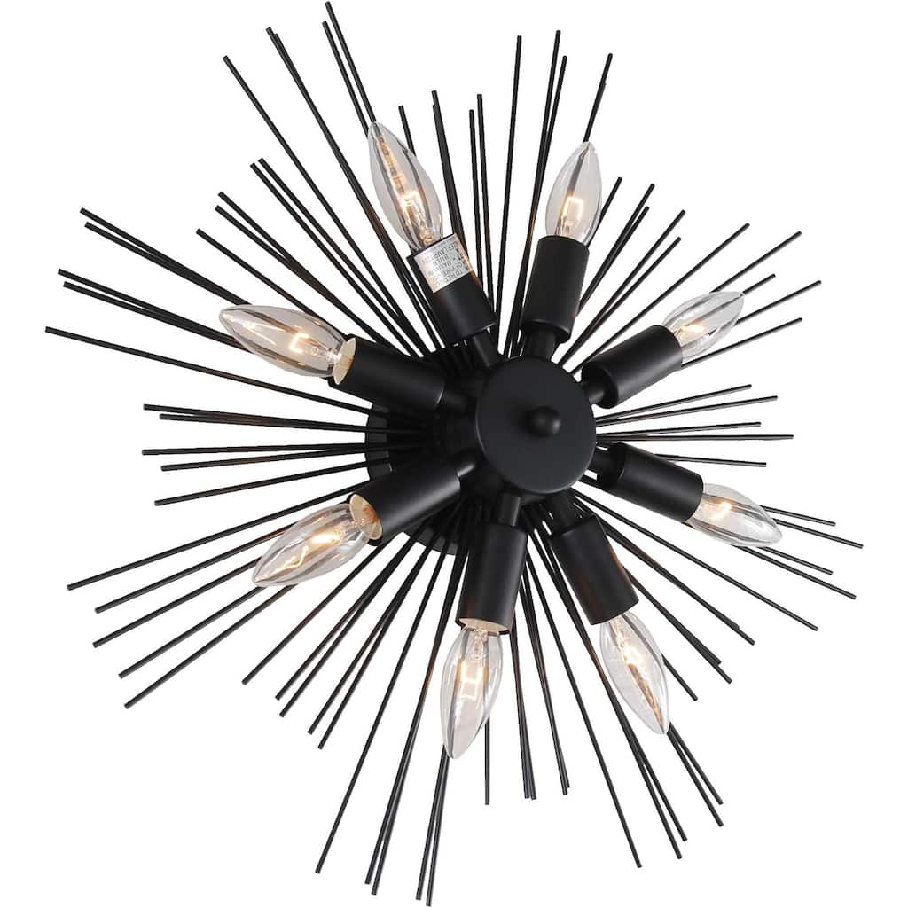 Steel Flush Mounted Star Sconce, Black or Gold Sci-fi Futuristic Wall Light