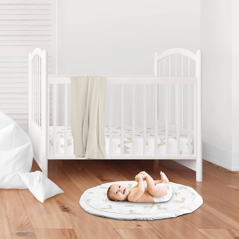 Boho Llama Boy Girl Baby Tummy Time Playmat - Gender Neutral Beige Taupe Tan Bohemian Southwest Watercolor Mountain Farmhouse