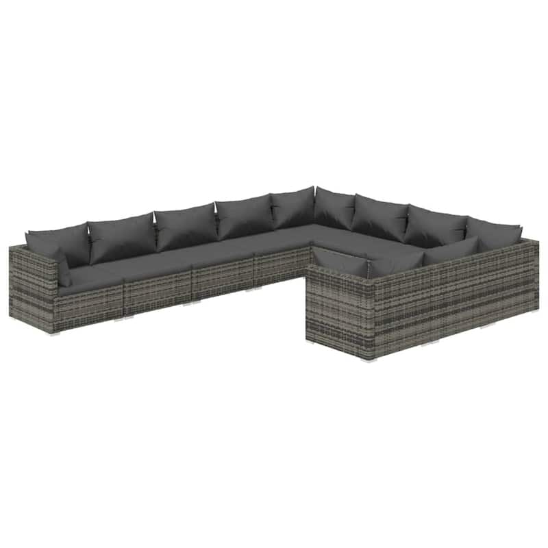 vidaXL Patio Lounge Set Outdoor Sectional Sofa Set Table Garden Poly Rattan - 27.6" x 27.6" x 23.8"