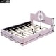 preview thumbnail 7 of 9, Full Size Upholstered Platform Bed with LED Headboard - Pink
