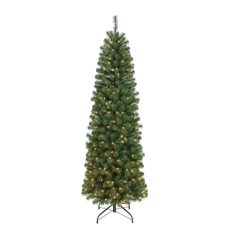 Puleo International Pre-Lit 6.5' Pencil Northern Fir Artificial Christmas Tree
