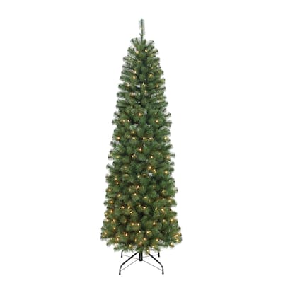 Puleo International Pre-Lit 6.5' Pencil Northern Fir Artificial Christmas Tree