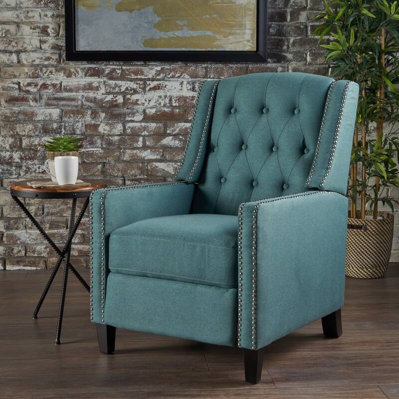 Izidro Tufted Fabric Recliner by Christopher Knight Home - dark teal