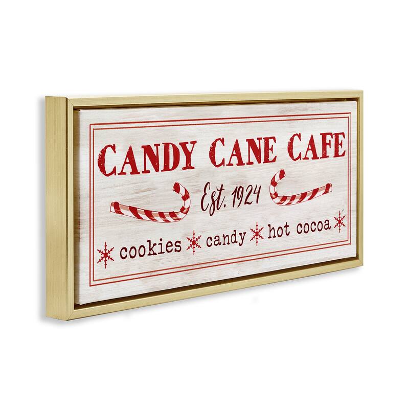 Stupell Vintage Candy Cane Cafe Framed Floater Canvas Wall Art Design By Dogwood Portfolio
