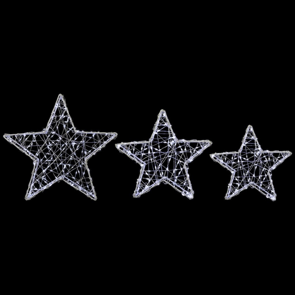 LED Lighted Stars Christmas Outdoor Decorations - 13.75" - White -Set of 3