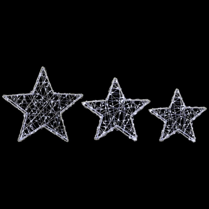 LED Lighted Stars Christmas Outdoor Decorations - 13.75" - White -Set of 3
